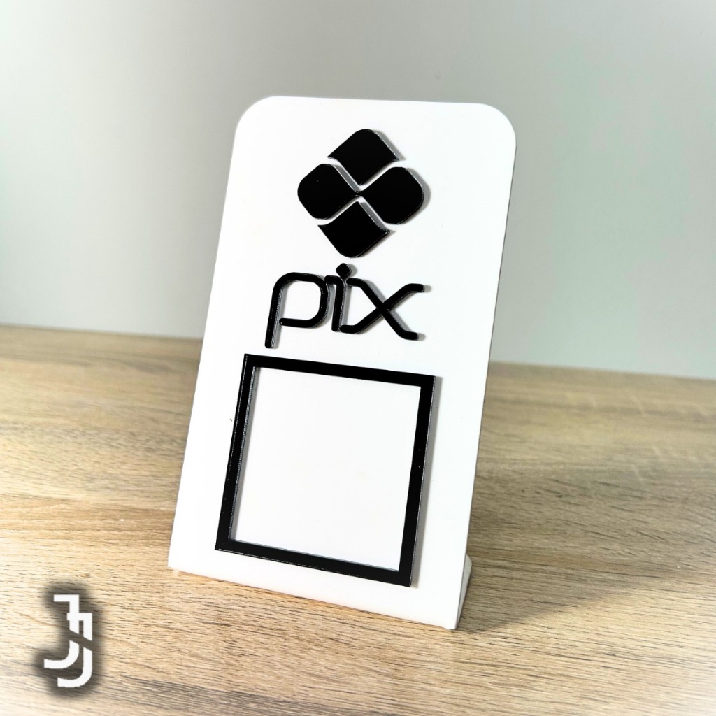 Placa Pix Acrílica Branca QR Code Pagamento Cores Variadas Decoração Enfeite