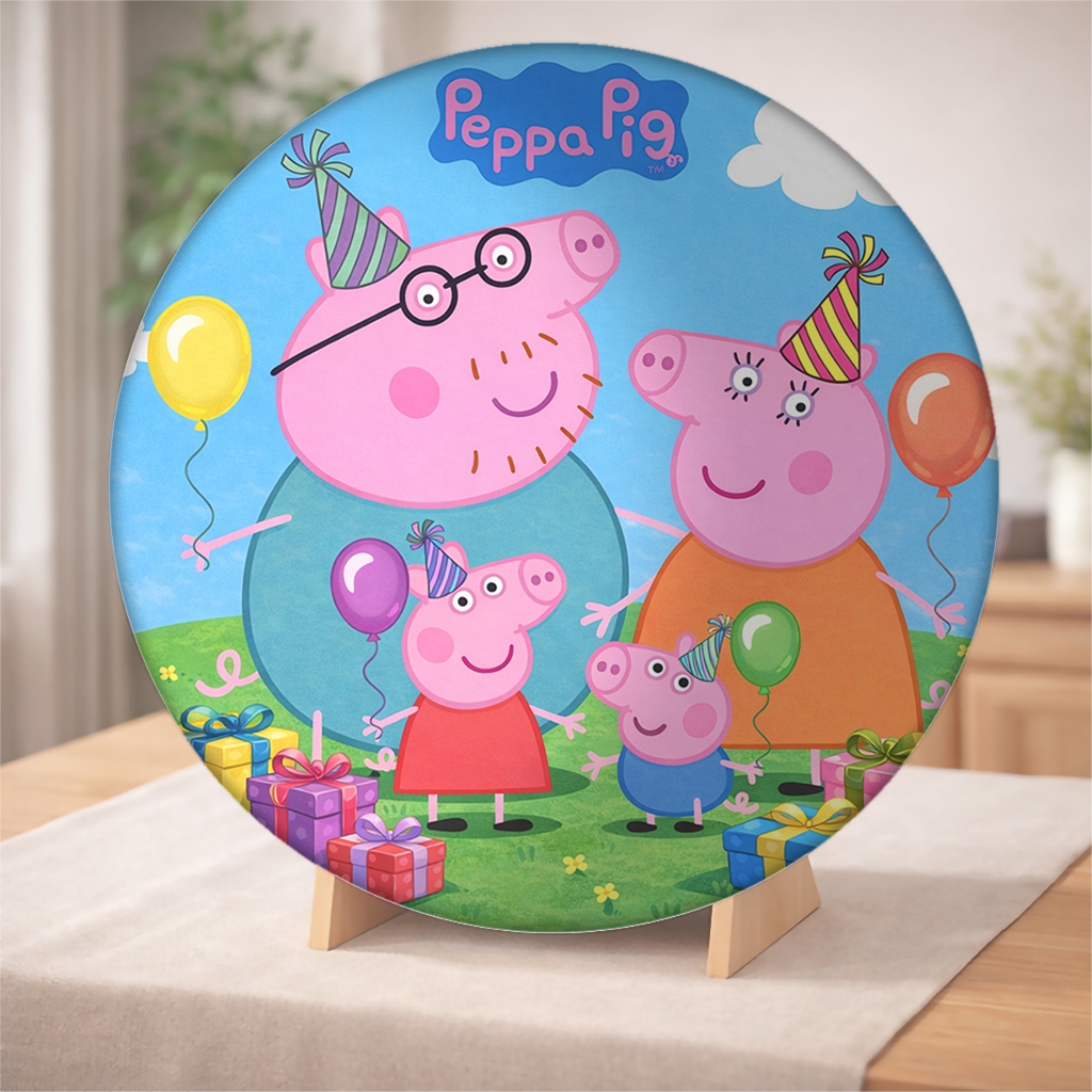 Capa Painel Redondo de Festa Veste Fácil Sublimados Tema Peppa Pig Decoração Exclusiva