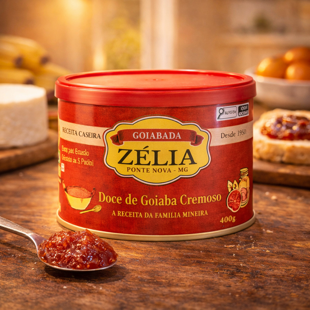 Doce Goiabada Cascão Cremosa Zélia Lata 400g, Recheio para Bolos, Sobremesa, Acompanhamento Queijos