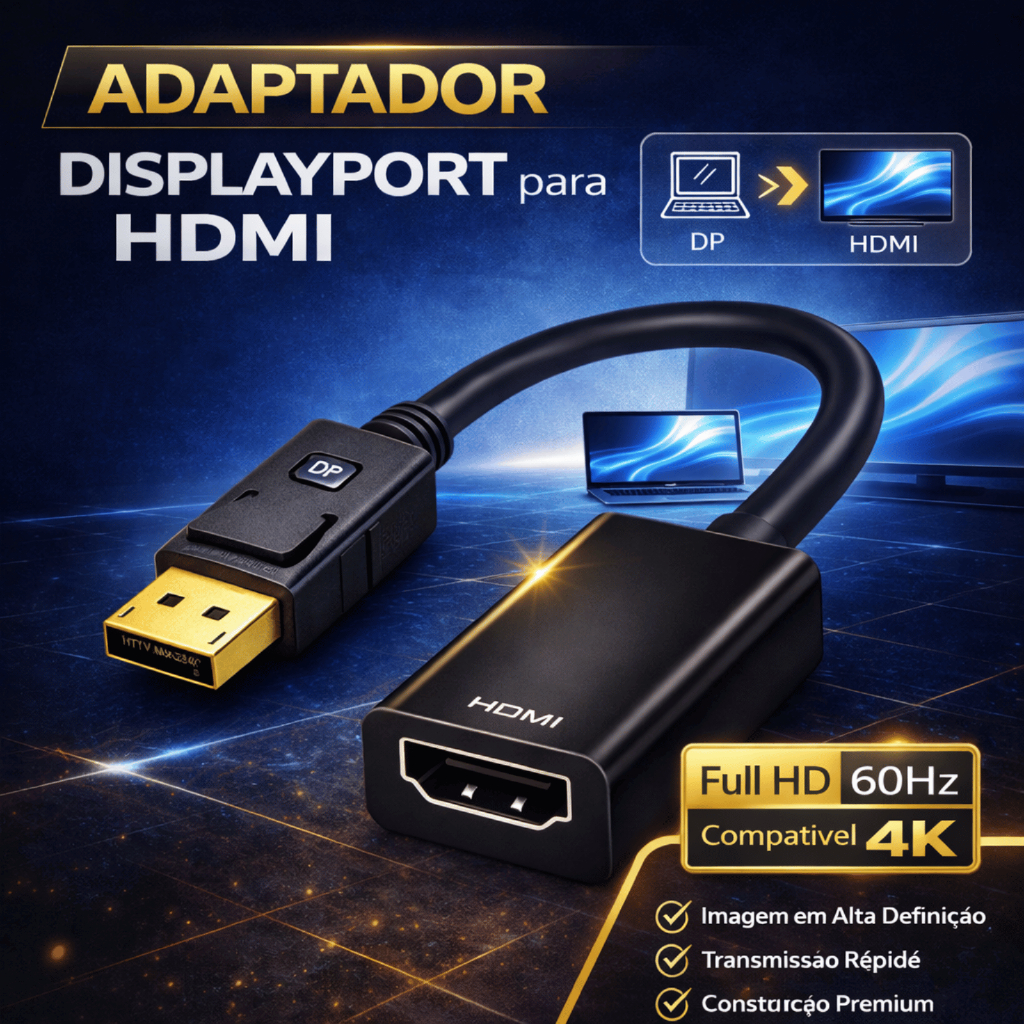 Adaptador DisplayPort para HDMI Fêmea Cabo DP 4K Full HD 1080p 60Hz Notebook PC TV Monitor Projetor