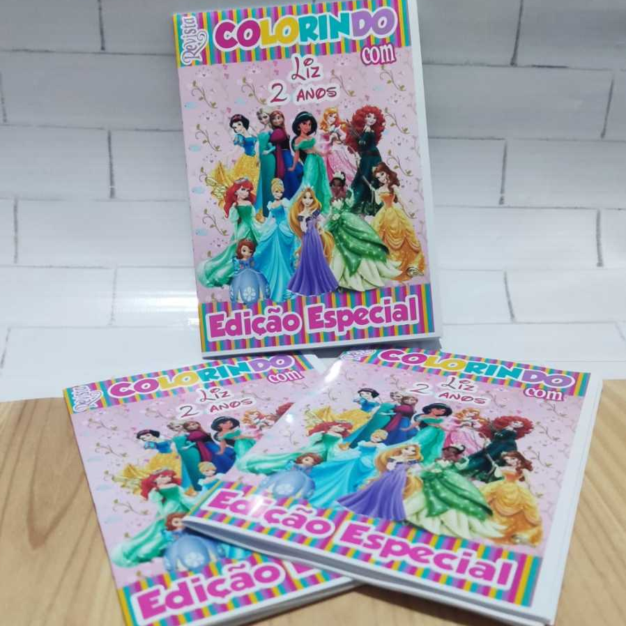 Revistinha de Colorir Personalizada Princesas – Lembrancinha de Aniversário Infantil