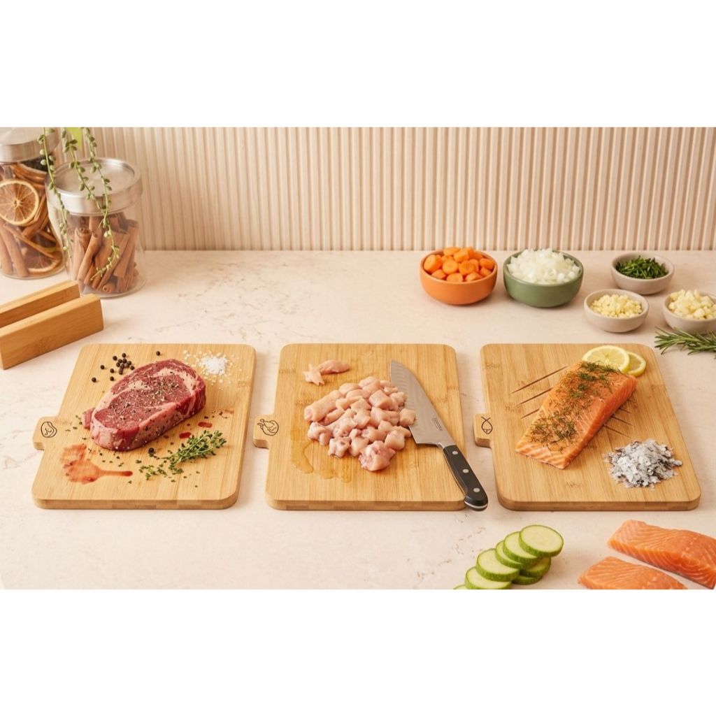 KIT COM 3 TABUAS De Corte RETANGULAR EM BAMBU Com suporte Gourmet Churrasco Legumes fruta Cozinha