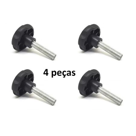 Kit com 4x Manípulos Trava Macho M6 X 50mm Aço Zincado M6x50 Termoplástico