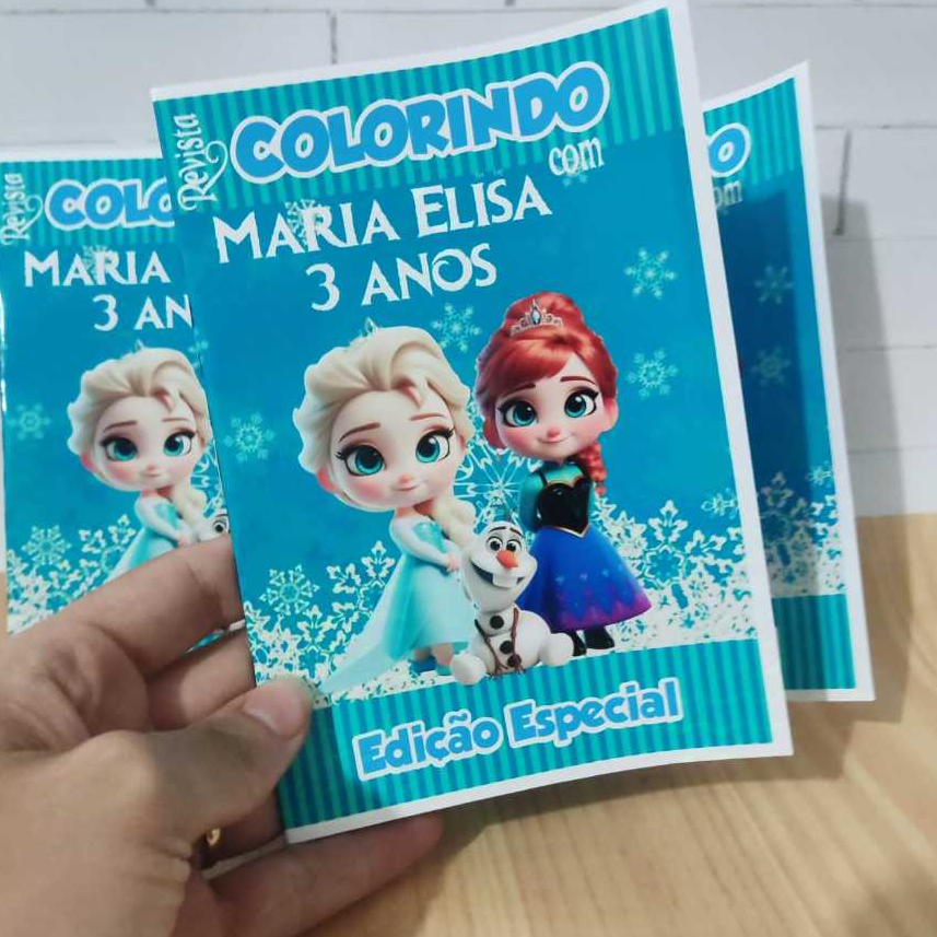 Revistinha de Colorir Personalizada Frozen Cute – Lembrancinha de Aniversário Infantil