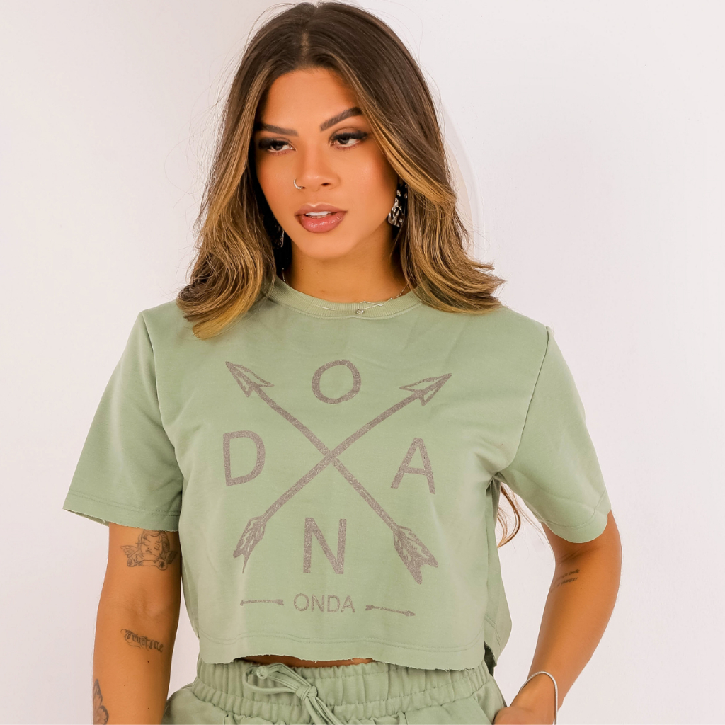 Blusa Feminina Manga Curta Estampada Casual Dia a Dia