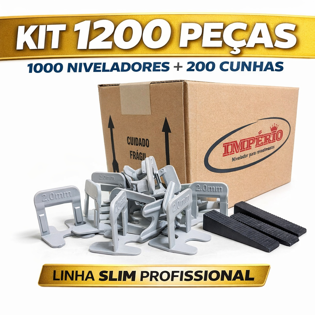 kit 1000 Espaçadores 200 cunhas Nivelador Piso Porcelanato Modelo Slim