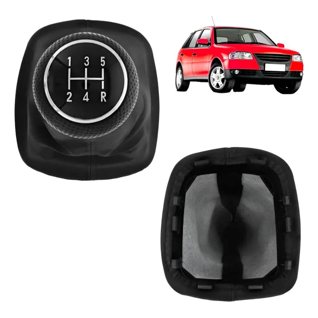 Kit Completo Coifa e Base + Bola Manopla de Câmbio Gol G4 Parati Saveiro 2006 até 2014 Alavanca VW