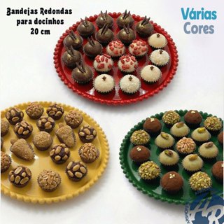kit Festa 1/2/3 Bandeja Redonda 20 cm para Docinhos, Mesa do Bolo, Decoração da Festa em Oferta na Shopee