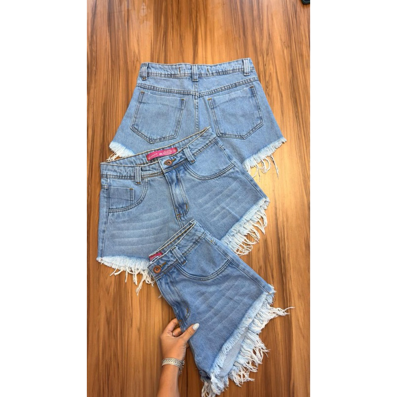 Short Jeans Cintura Alta Bigodinho Desfiado Tendência em Oferta na Shopee