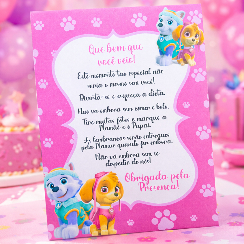 Sky e Everest Rosa Plaquinha Centro de Mesa Personalizada Decoração Infantil Lembrancinha Festa Aniversário