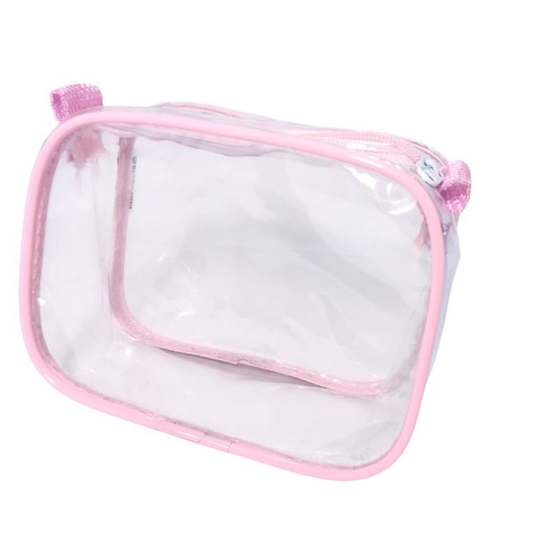 Mini Necessaire transparente e ROSA 15x12 para maquiagem - esmalte - maternidade - para viagem e multi uso