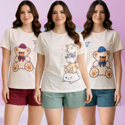 Conjunto de pijama feminino verão fresco confortável delicado