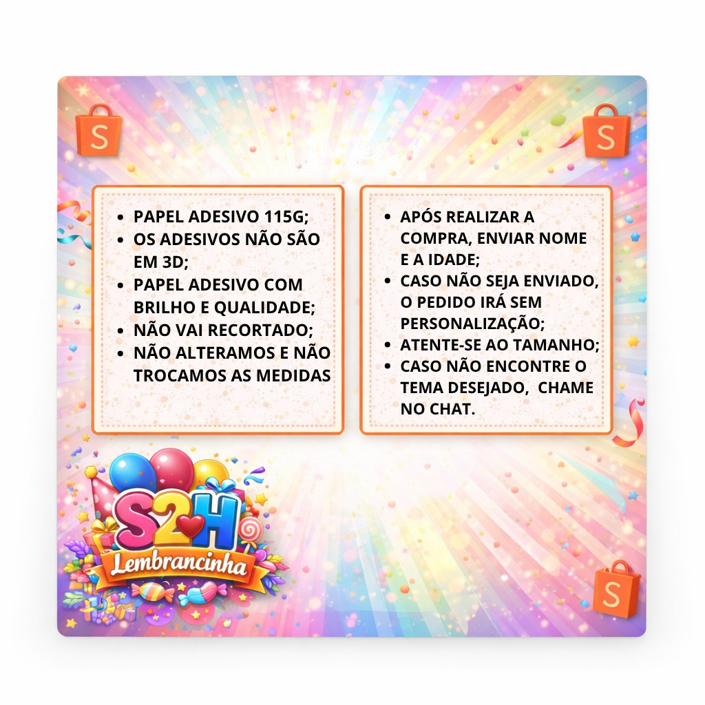 Adesivos Personalizados envie sua arte| Nome e Idade | Festa Infantil | 5x5 e Tubete — imagem 2 de 2
