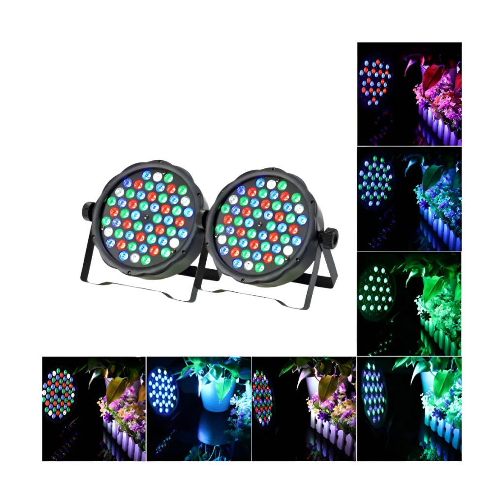 Kit 2 Canhao Refletor Led Par64 Rgbw 54 Leds 3w Dmx Dj Festa