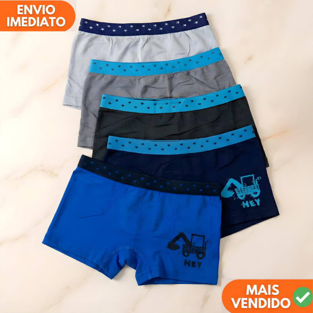 Kit 12, 10 , 8 Ou 4 Cuecas Boxer Infantil Juvenil Menino Tecido Microfibra E Elastano Premium Infantil