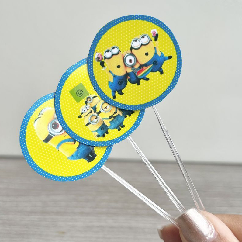 TOPPER PARA DOCES TEMA MINIONS | TOPPER CUPCAKE  | ENFEITE DE DOCES | DECORAÇÃO PARA FESTA MINIONS