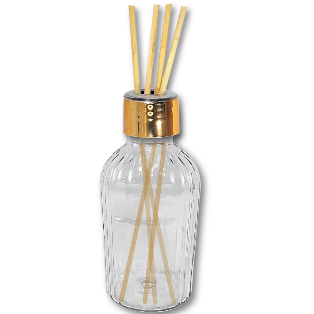 Frasco 70mL Alto relevo Aromatizador PET  Cristal  +Tampa Cobre + 4 Varetas Lembrancinha - 1UN