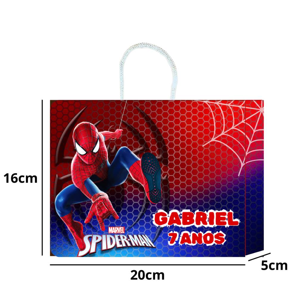Sacolinha Surpresa Homem Aranha 20x16x5  Aniversario lembrancinha Sacola personalizada ( PRÉ MONTADO )