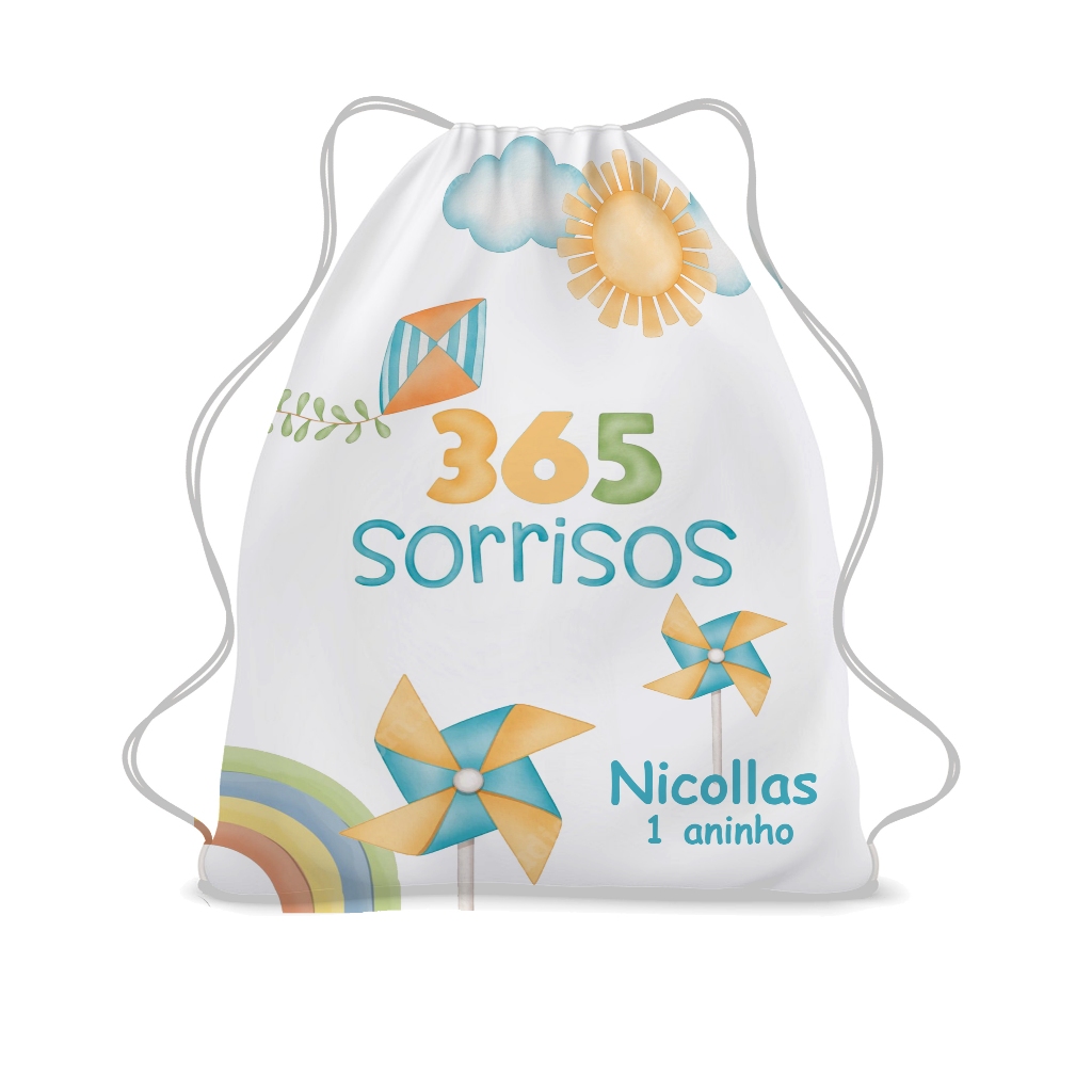 Mochilinha Personalizada Sacolinha  Bolsa  Mochila Aniversario Lembrancinha  Aniversário 365 sorrisos