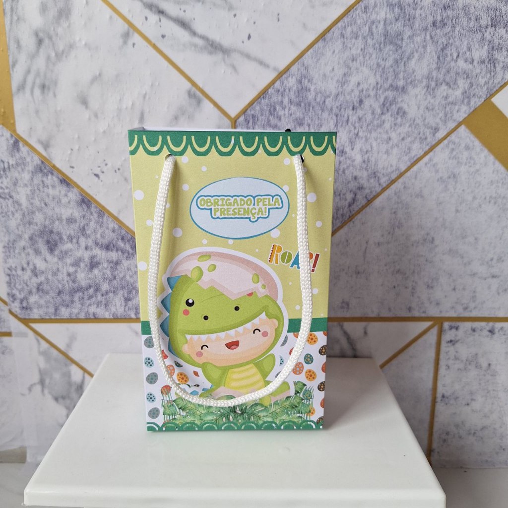 Kit 10 a 30 Sacolinhas Surpresa Personalizada Dinossauro Baby Lembrancinhas Festa Infantil Aniversário PEGUE E MONTE