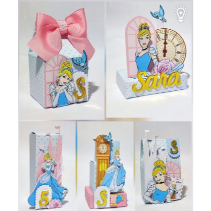 Kit Cinderela Lembrancinha Luxo Personalizada Scrap Festa Princesas Envio em 24h