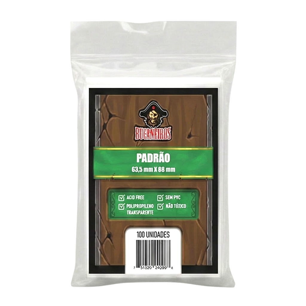 Sleeve Padrão (63,5mm x 88mm) Protetor de Cartas Bucaneiros - 100un (Para Magic, Pokémon, Exploding Kittens)