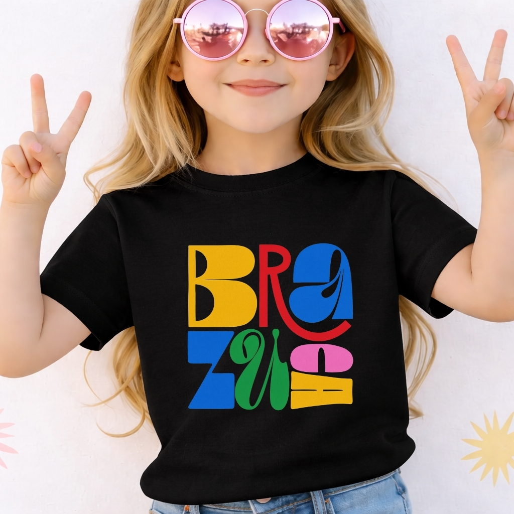 Camiseta Brazuca Tendência Blusa 100% Algodão Premium Juvenil Infantil e Adulta Roupa do Brasil