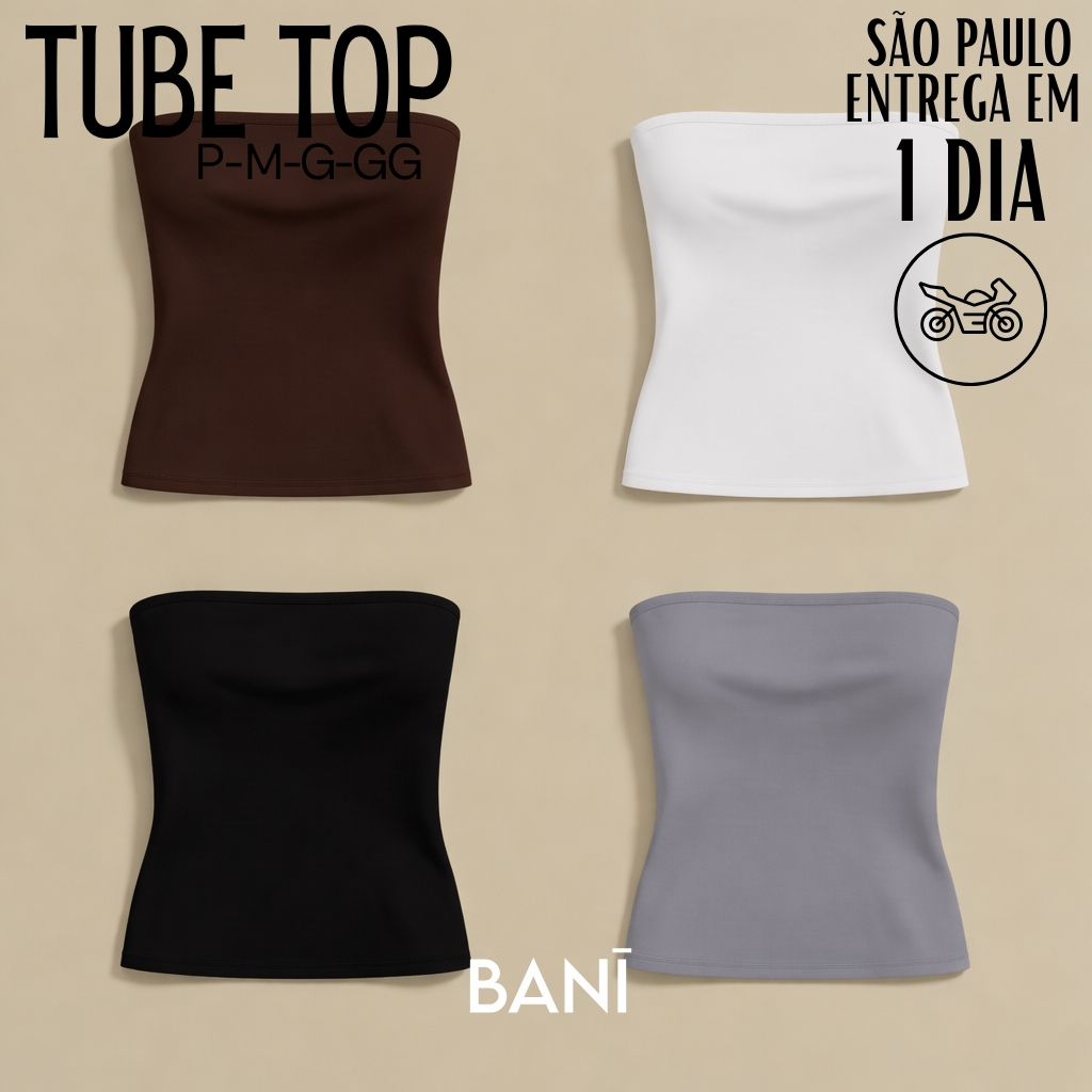 Tube Top: Suplex Faixa Blusa Feminino Duplo Cropped Tubinho Básico Suplex Blogueira Premium em Oferta na Shopee