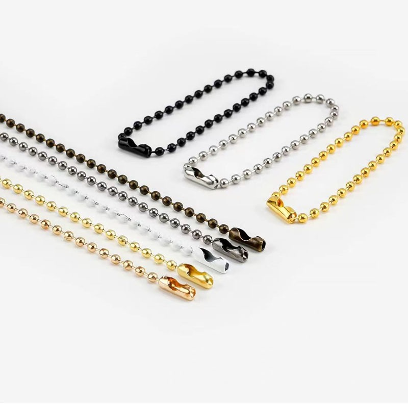 30/60/100/150/200/250 pcs Corrente De Bolinha Ferro Com Canoa 10cm Tag Chaveiro