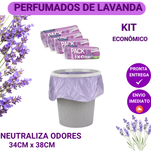 Saco de lixo perfumado lavanda | kit perfumados com 10 rolos | Pia e banheiro.
