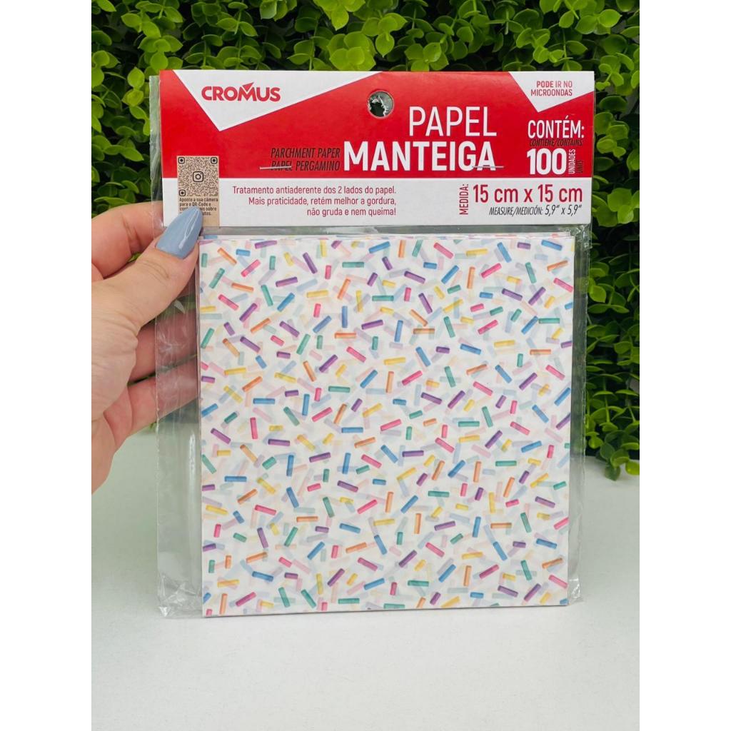 100 Folhas Papel  Manteiga Estampa Granulado Para Doces Forminhas Decoração 15x15 Cromus  12100205