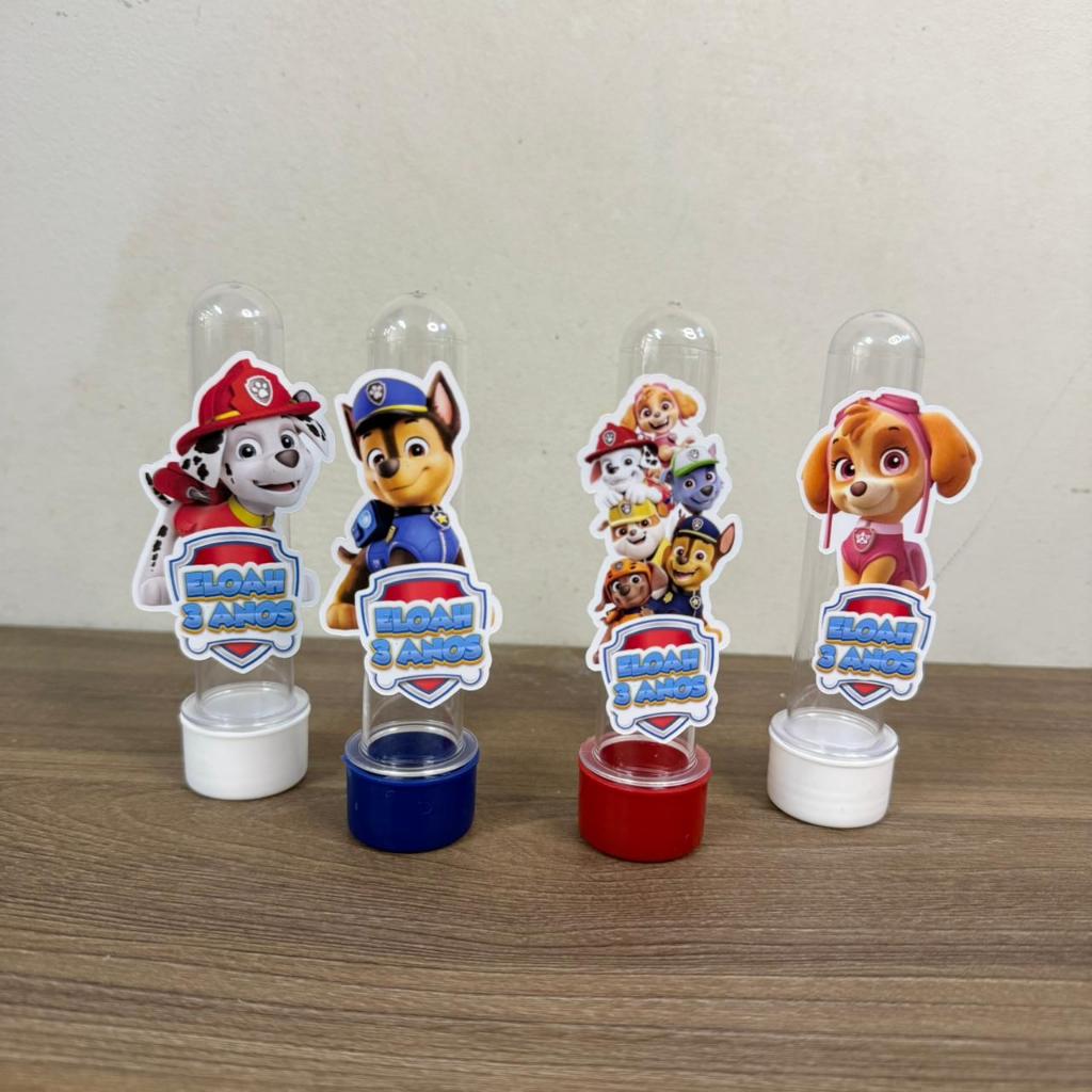 Tubetes + Apliques 3D Personalizado Lembrancinha Festa Aniversário Patrulha Canina