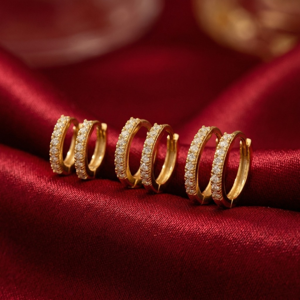 Kit 3 Pares Brinco Trio Com 3 Argolas Feminino Cravejada Na Zircônia bijouteria Dourado Prata Promação Pronta Entrega