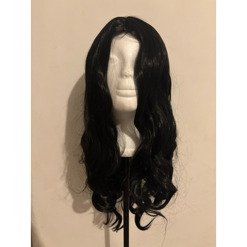 Peruca Preta Ondulada Com Repartição de Silicone