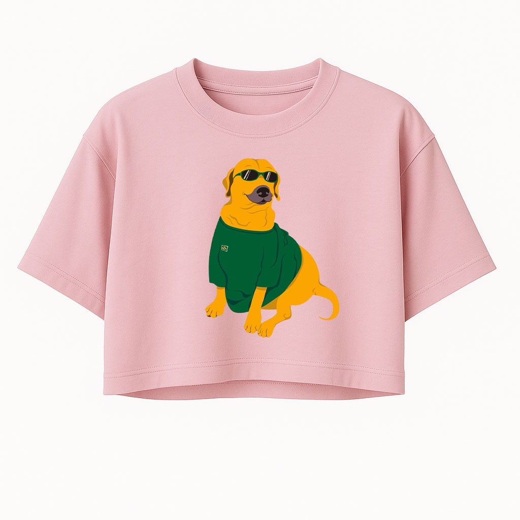 Cropped Feminino Cachorro Caramelo Estampado Algodão Moda Tumblr Verão Envio rapido