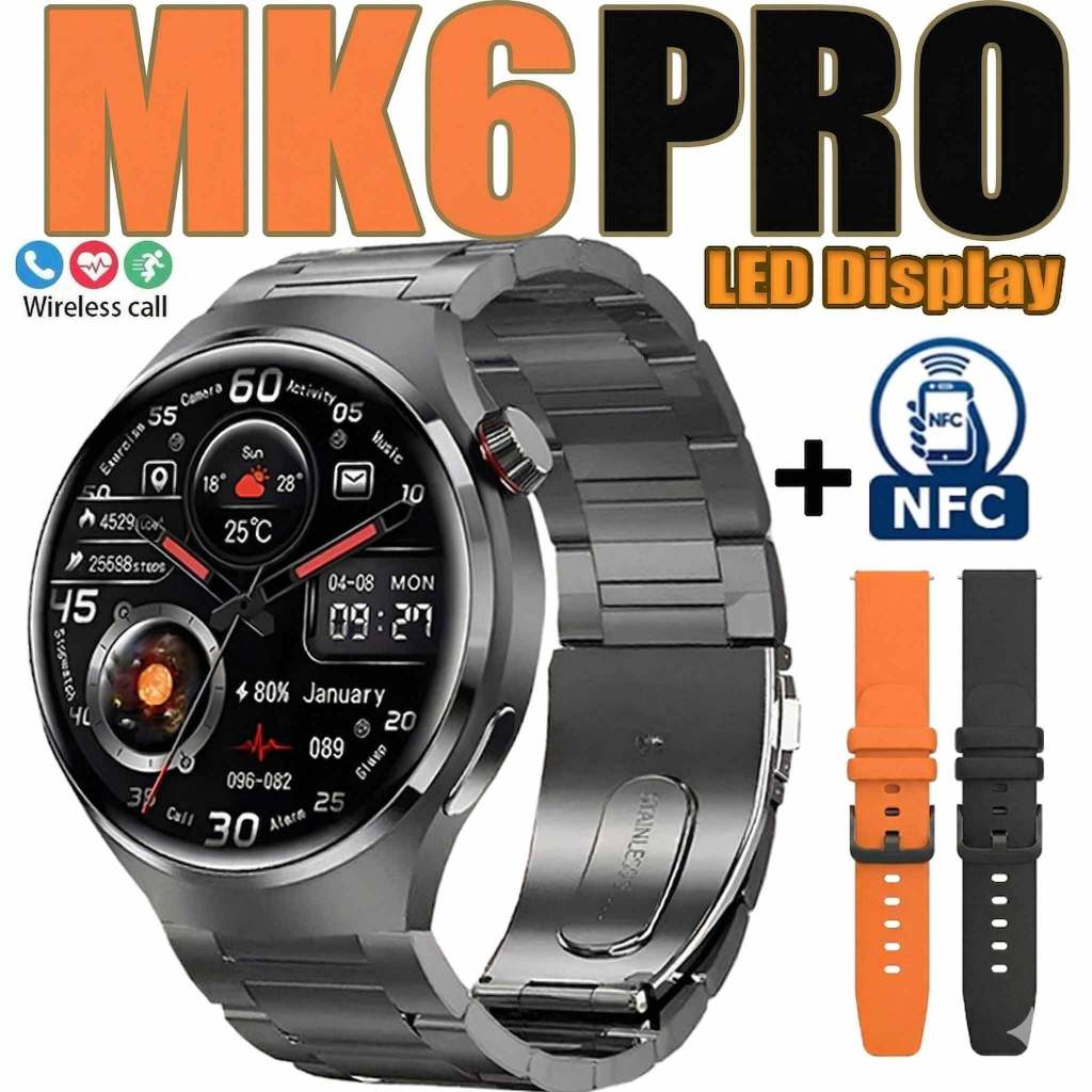 MK6 PRO relógio inteligente NFC masculino esportivo tela de alta definição Monitoramento da saúde