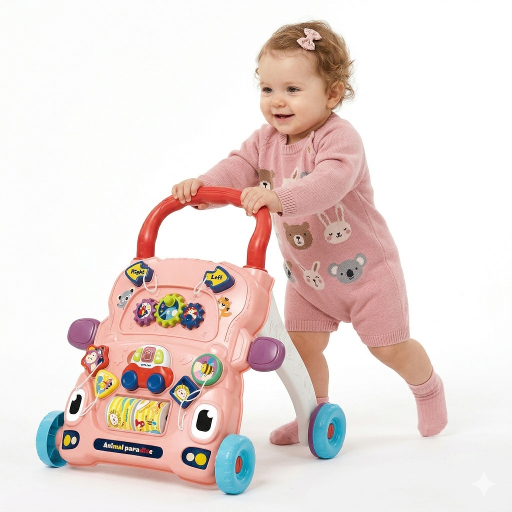 Andador Bebê Didático Musical Bandeja Atividades Interativo Primeiros Passos Rodas Ajustáveis Coordenação Motora 9 Meses