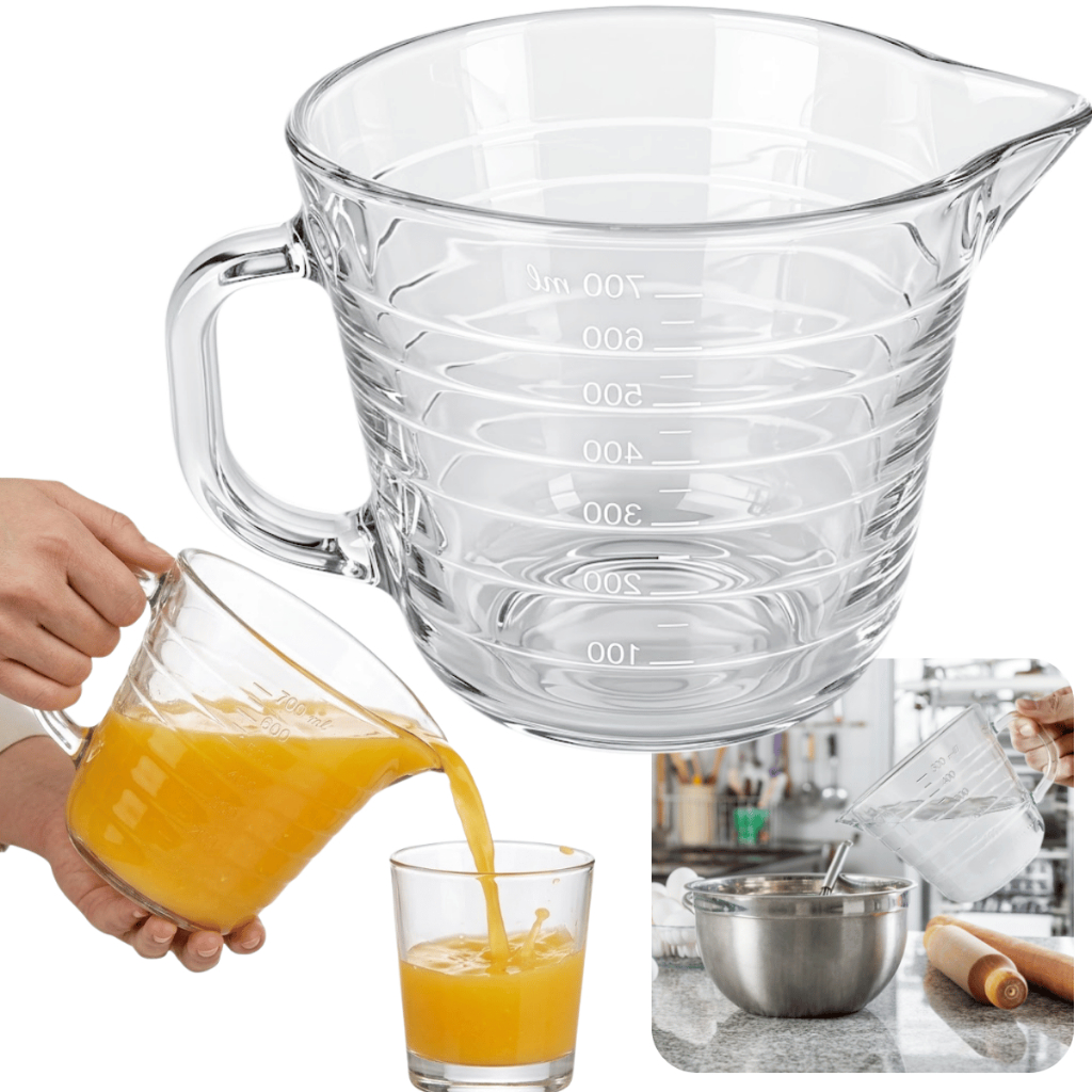 Jarra Medidora 700ml Vidro Grosso Dosador Bico Precisão Graduada Medidas Líquidos Cozinha