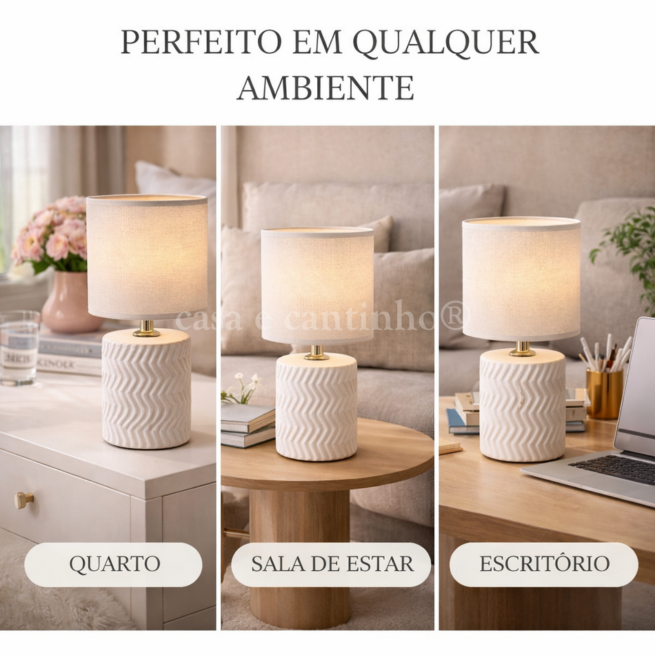 Luminária Abajur de Cabeceira Criado Mudo Mesa Sala Quarto Escritório Com Cúpula Bivolt