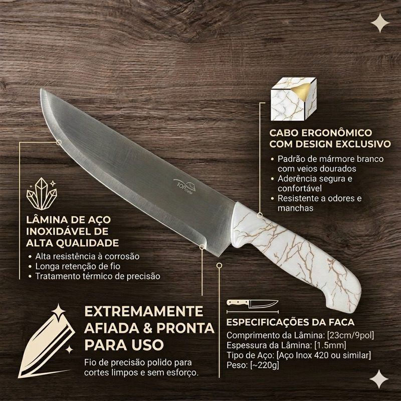 faca premium mármore grande churrasco cozinha