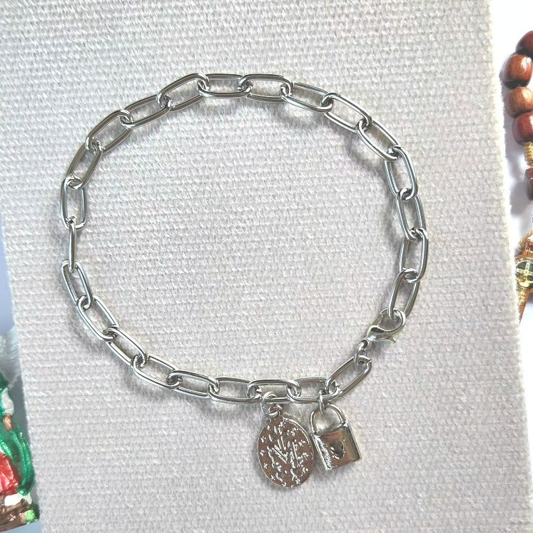 Pulseira Consagração Inox + Oração — Escolha Seu Santo | Proteção e Fé | Presente Religioso