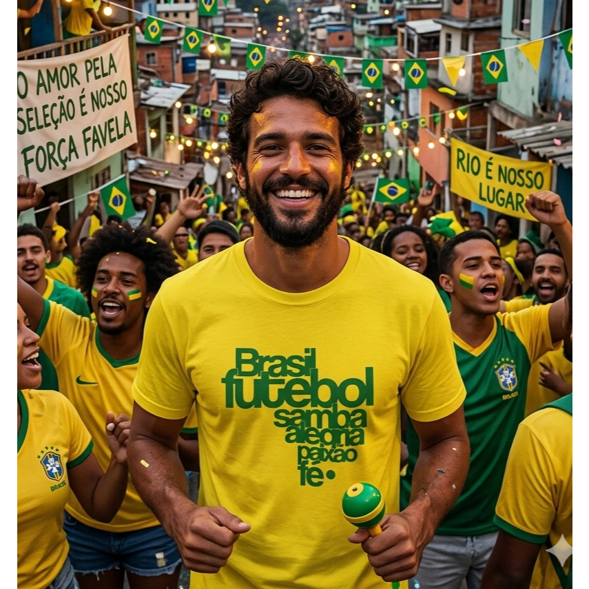 Camiseta Masculina/Feminina  Brasil Futebol Samba Camisa Algodão Estampa Copa Mapa