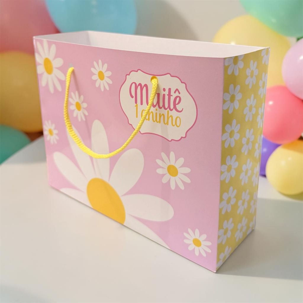 Kit Sacolinhas Personalizadas Tema Margarida Lembrancinhas Aniversário