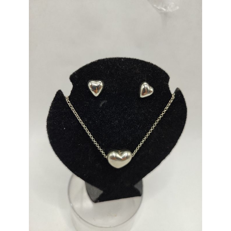 Conjunto Folheado Brincos e Colar Conjunto de Coração Conjunto de Joia Femininas