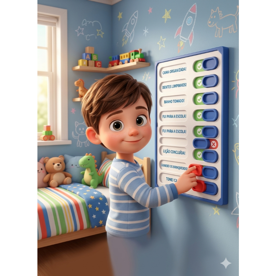 Quadro De Rotina Infantil Personalizável Montessori 13,6cm 