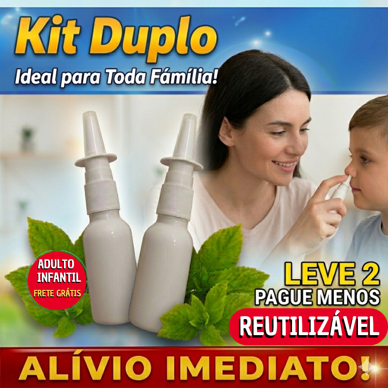 Spray Nasal Reutilizável Nariz Entupido Descongestão Criança e Adulto Rinite Sinusite  Limpeza Nasal