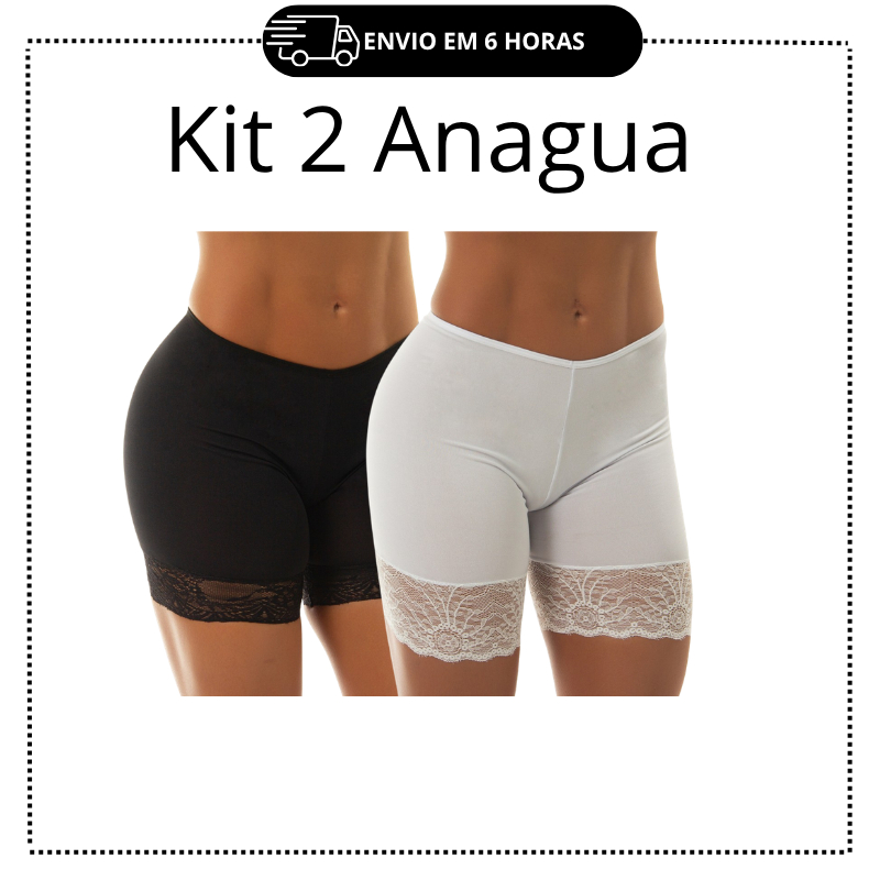 Kit 2 Short Anágua Segunda Pele com Renda Bermuda Feminina
