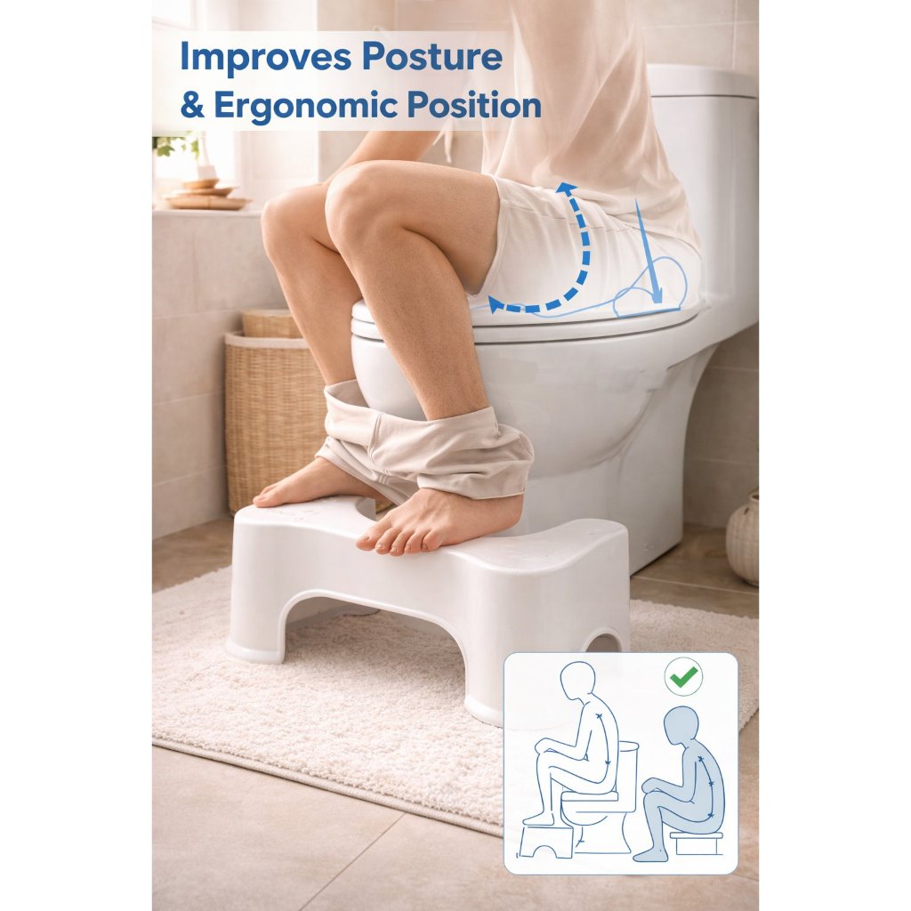 Banquinho Auxiliar para Vaso Sanitário Infantil Adulto Antiderrapante Ajuste Postura Banheiro Branco