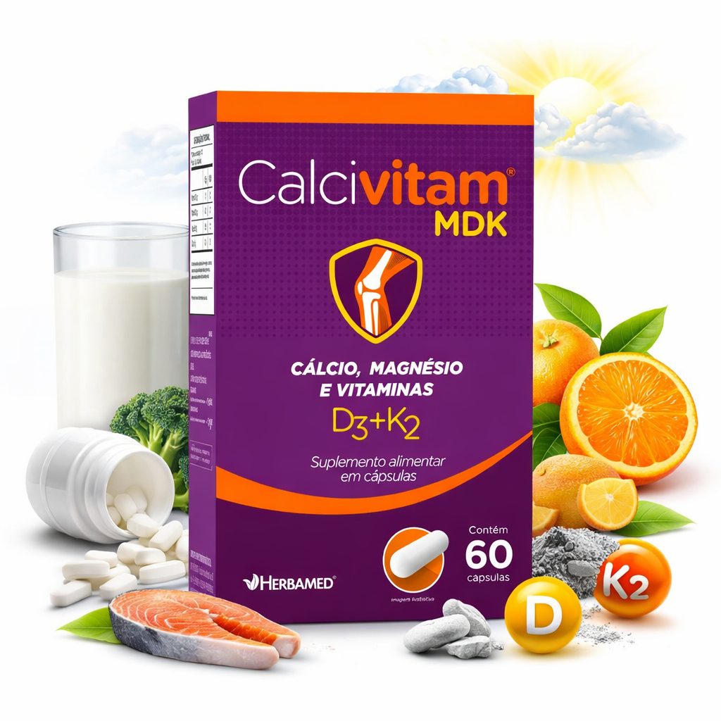 Calcivitam MDK "Cálcio + Magnésio + Vitaminas" com 60 Cápsulas - Herbamed