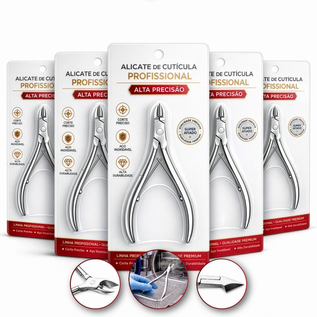 Kit Alicate Profissional Cutícula Aço Inox Lâmina Afiada Original Alta Precisão Manicure Pedicure
